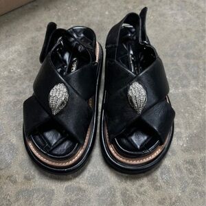 Kurt Geiger Black Sandals with Silver Accent